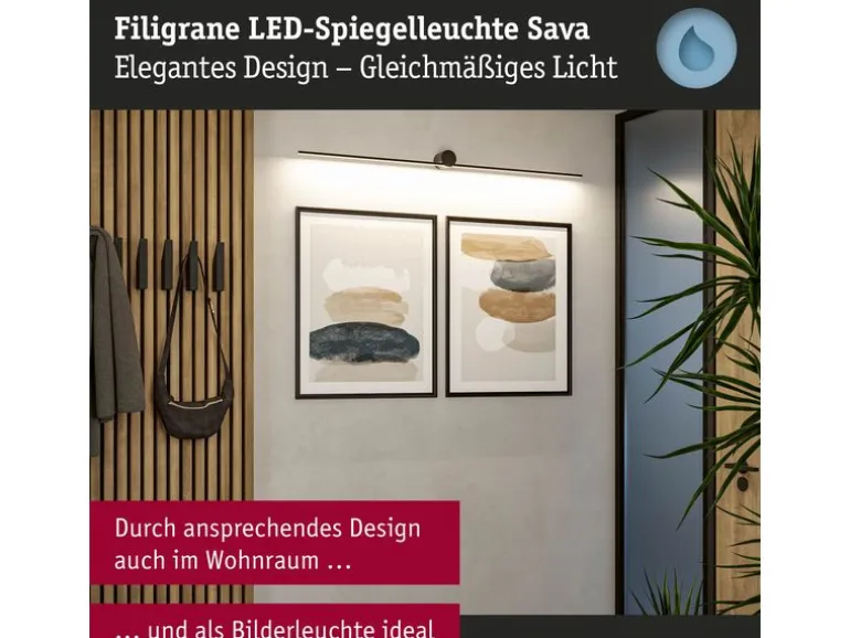 Paulmann Spiegelleuchte LED Sava 13.5W Schwarz