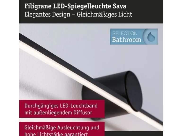 Paulmann Spiegelleuchte LED Sava 13.5W Schwarz