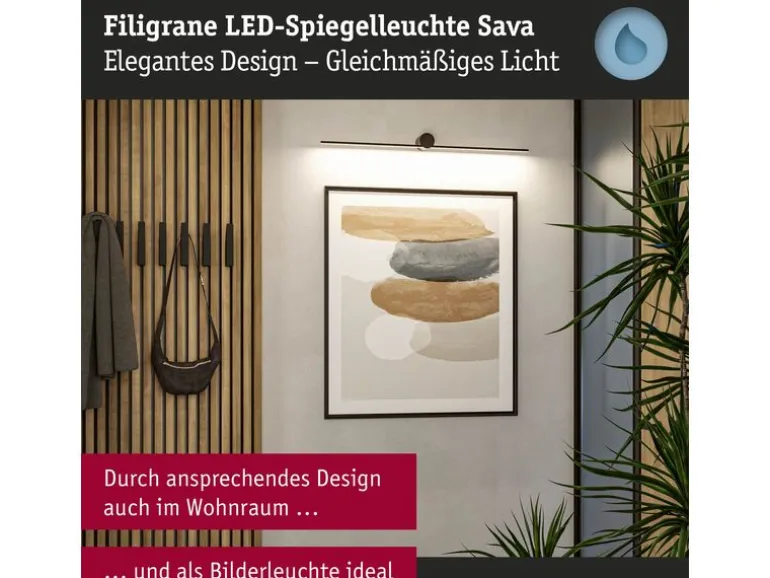 Paulmann Spiegelleuchte LED Sava 7.5W Schwarz