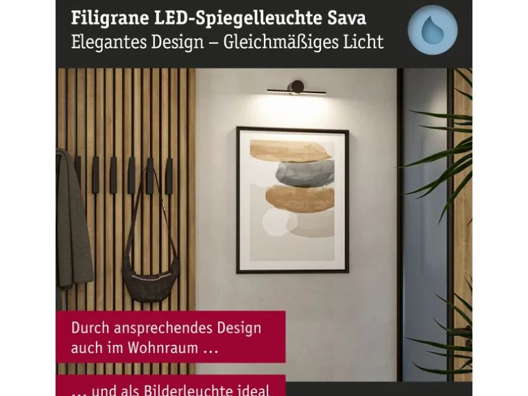 Paulmann Spiegelleuchte LED Sava 4.2W Schwarz