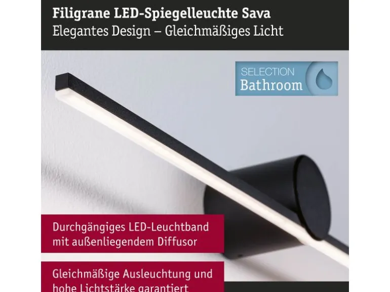 Paulmann Spiegelleuchte LED Sava 4.2W Schwarz