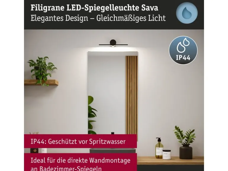 Paulmann Spiegelleuchte LED Sava 4.2W Schwarz
