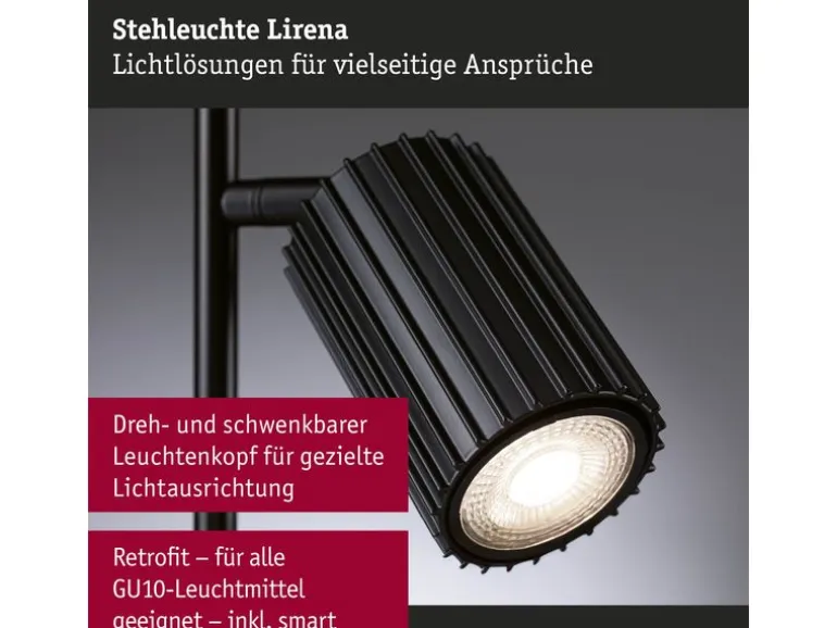 Paulmann Stehleuchte Lirena 1575 mm max. 2 x 7W Schwarz matt