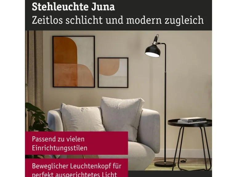 Paulmann Stehleuchte Neordic Juna E14, Schwarz matt