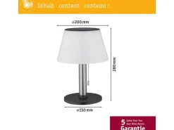 Paulmann Tischleuchte Solar Outdoor Lillesol, 3000K, Edelstahl