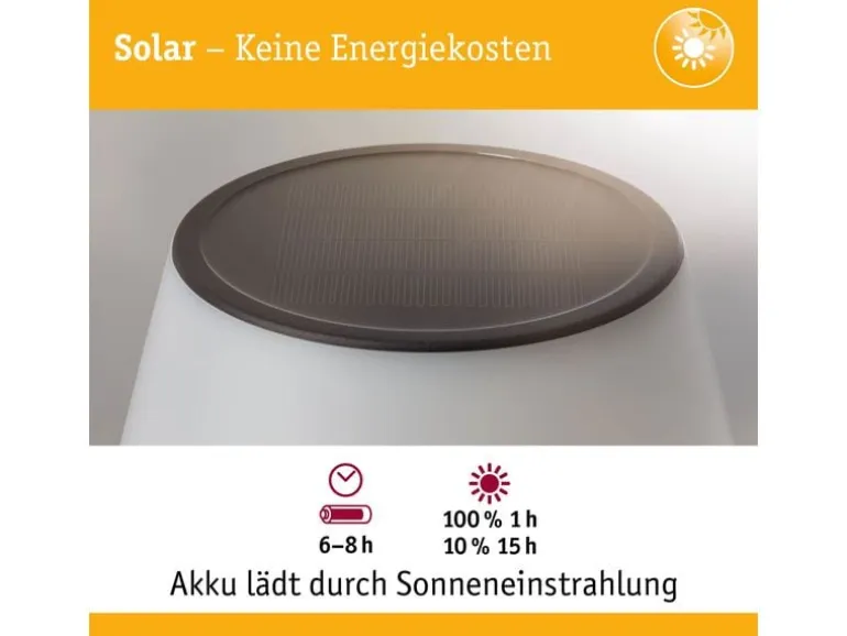Paulmann Tischleuchte Solar Outdoor Lillesol, 3000K, Edelstahl