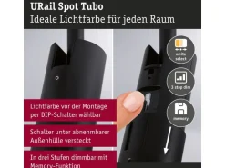 Paulmann URail Schienenspot Tubo Einzelspot Schwarz 3-Step-Dim
