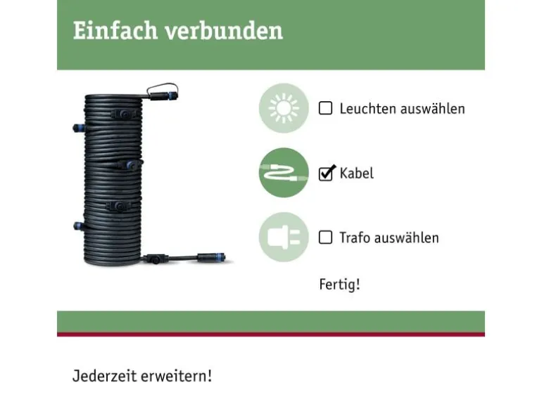 Paulmann Verbindungskabel Plug & Shine 15 m mit 7 Anschlussbuchen