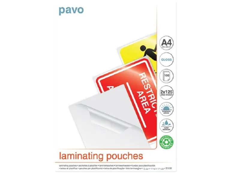 Pavo Laminierfolie A4, 125 µm, 100 Stück, Glänzend