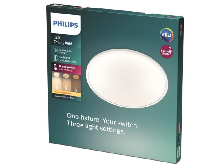 Philips Deckenleuchte LED SceneSwitch CL550 1500 lm 2700K, Weiss