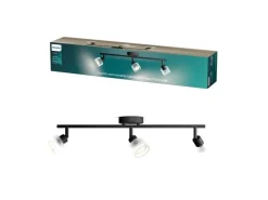 Philips Horen Aufbauspot 3x Balken ohne Leuchtmittel GU10, schwarz