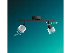 Philips Horen Aufbauspot 3x Balken ohne Leuchtmittel GU10, schwarz