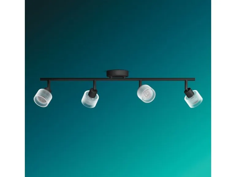 Philips Horen Aufbauspot 4x, ohne Leuchtmittel GU10, schwarz