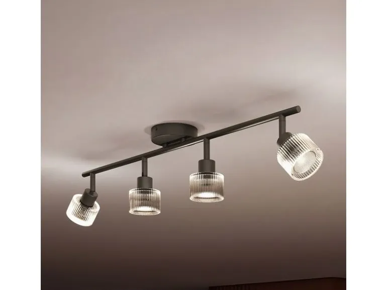 Philips Horen Aufbauspot 4x, ohne Leuchtmittel GU10, schwarz