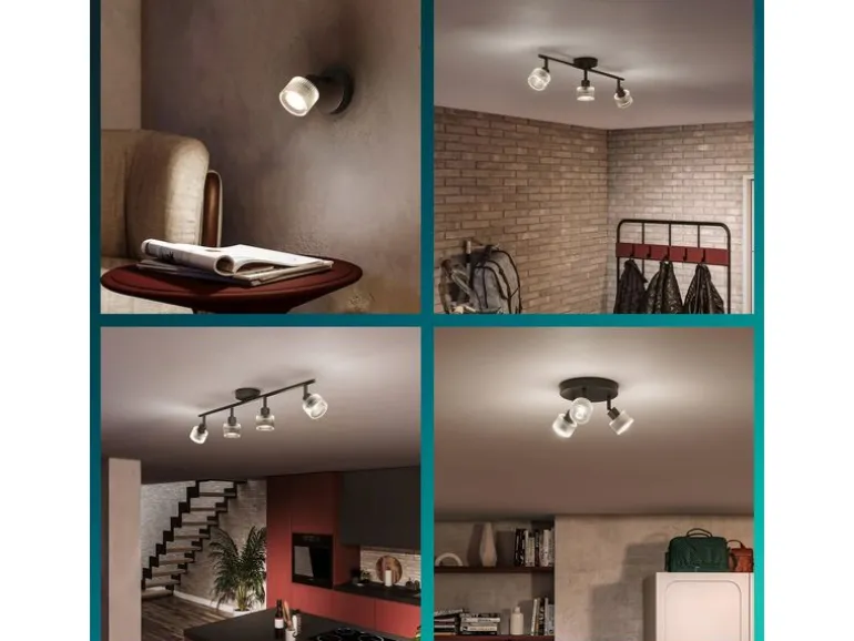 Philips Horen Aufbauspot 4x, ohne Leuchtmittel GU10, schwarz