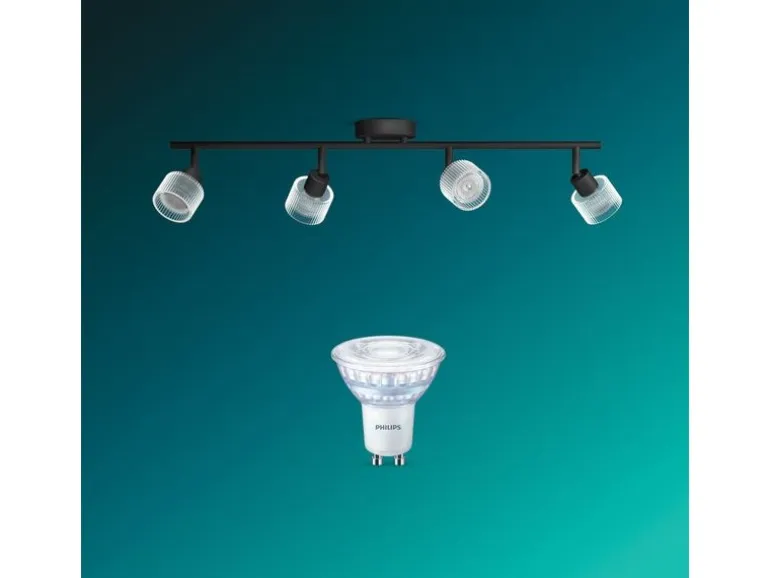 Philips Horen Aufbauspot 4x, ohne Leuchtmittel GU10, schwarz
