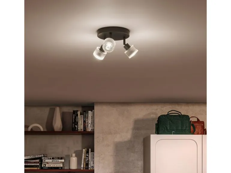 Philips Horen Aufbauspot 3x rund ohne Leuchtmittel GU10, schwarz