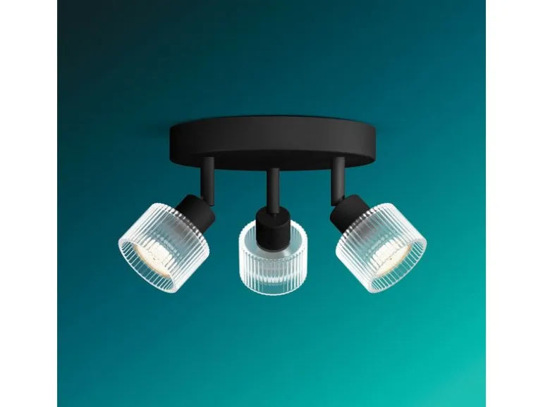 Philips Horen Aufbauspot 3x rund ohne Leuchtmittel GU10, schwarz