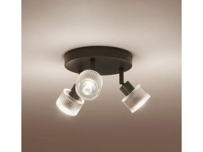 Philips Horen Aufbauspot 3x rund ohne Leuchtmittel GU10, schwarz