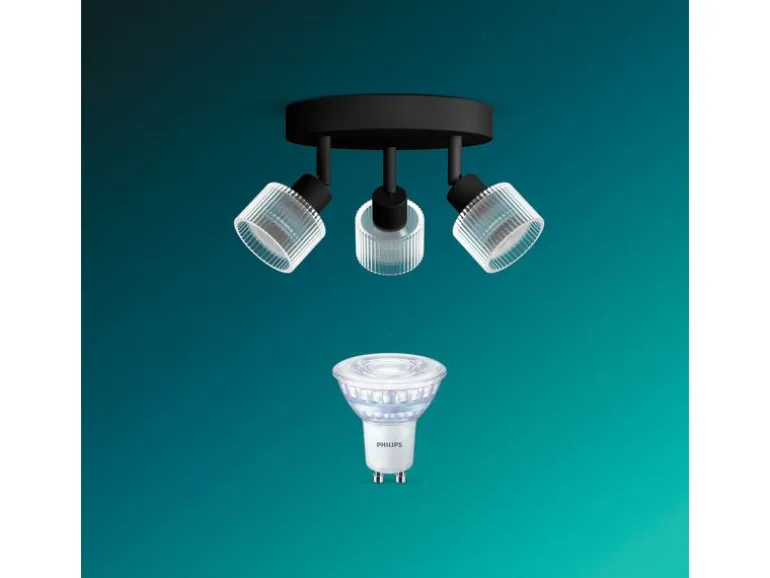 Philips Horen Aufbauspot 3x rund ohne Leuchtmittel GU10, schwarz