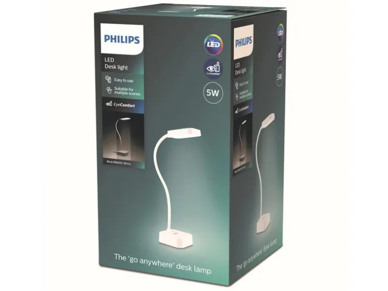 Philips Schreibtischleuchte Rock, 5W, 4000K, Weiss