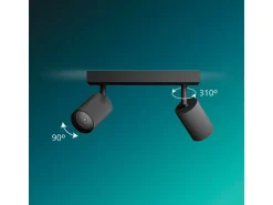 Philips Wyatt Aufbauspot 3x, rund ohne Leuchtmittel GU10, schwarz