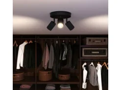 Philips Wyatt Aufbauspot 3x, rund ohne Leuchtmittel GU10, schwarz