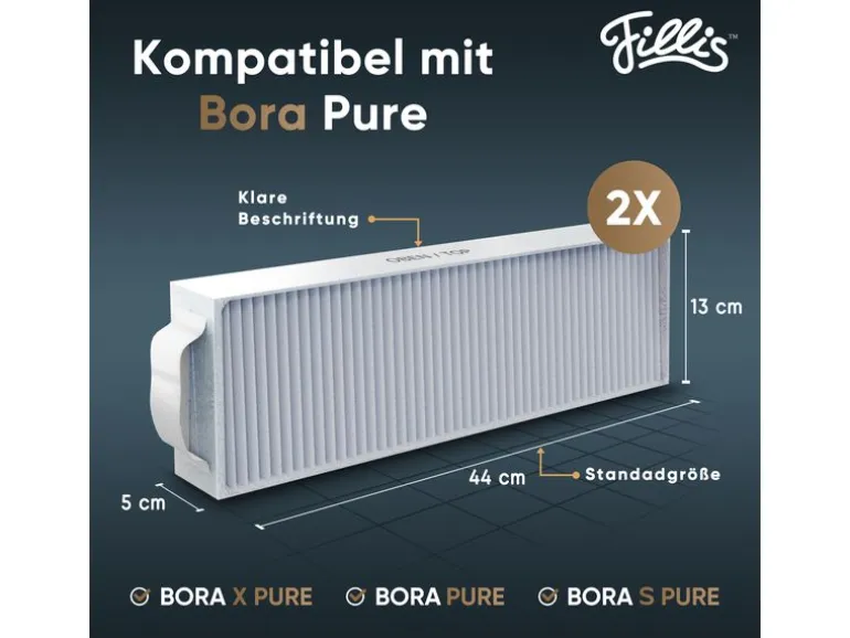 Pillis Aktivkohlefilter für Bora Pure Puru & X Pure Puxu, 2 Stück