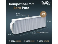 Pillis Aktivkohlefilter für Bora Pure Puru & X Pure Puxu, 4 Stück