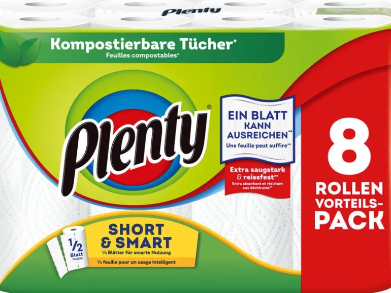 Plenty Haushaltspapier Short & Smart 8 Rollen à 74 Blatt