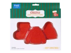 PME Cozy Christmas Ausstechformen Set Kunststoff Rot 3-teilig