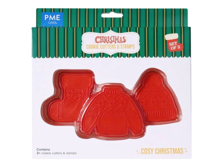 PME Cozy Christmas Ausstechformen Set Kunststoff Rot 3-teilig