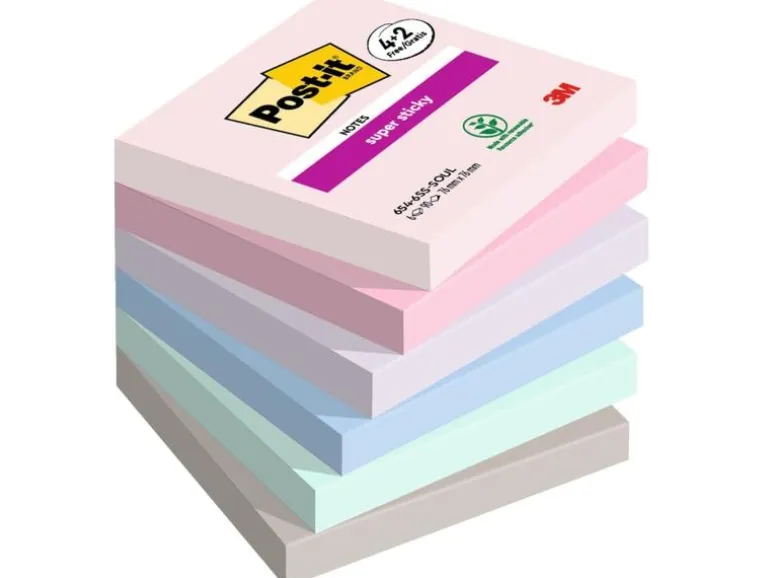 Post-it Notizzettel Super Sticky Promotion 7.6 x 7.6 cm, 6 Blöcke