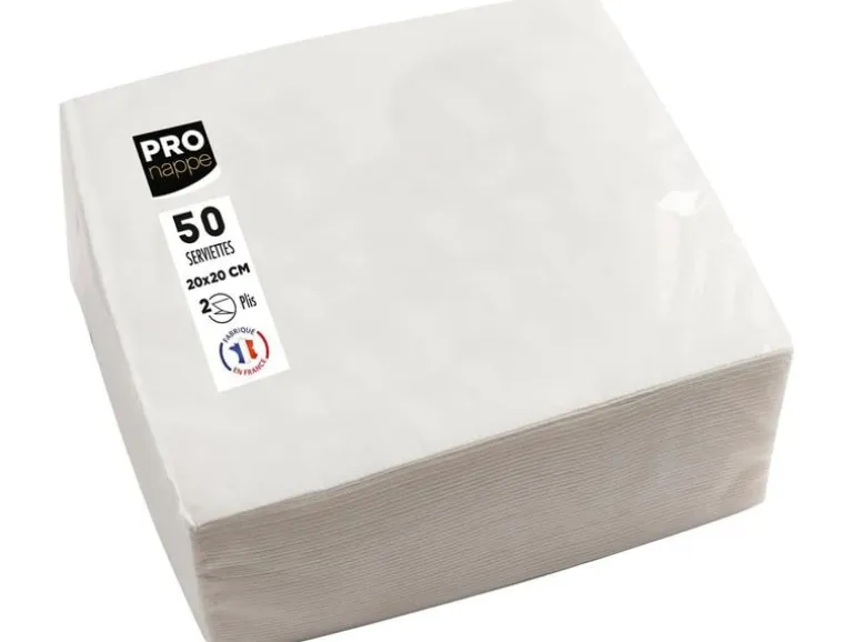 PRO nappe Papierservietten 20 cm x 20 cm, 50 Stück, Weiss