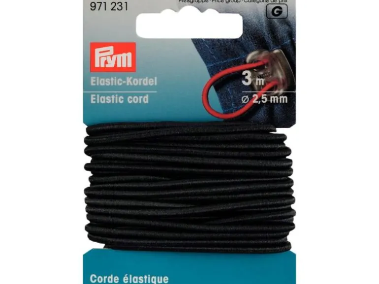 Prym Elastikband Kordel 2.5 mm, Schwarz