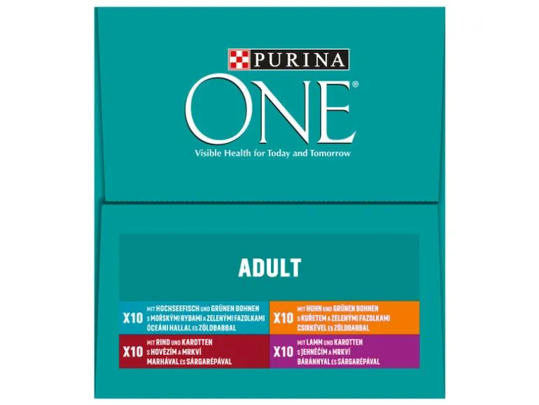Purina ONE Nassfutter Adult Huhn, Hochseefisch, Rind Lamm 2x 40 x 85 g