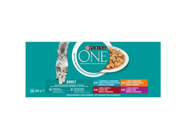 Purina ONE Nassfutter Adult Huhn, Hochseefisch, Rind Lamm 2x 40 x 85 g