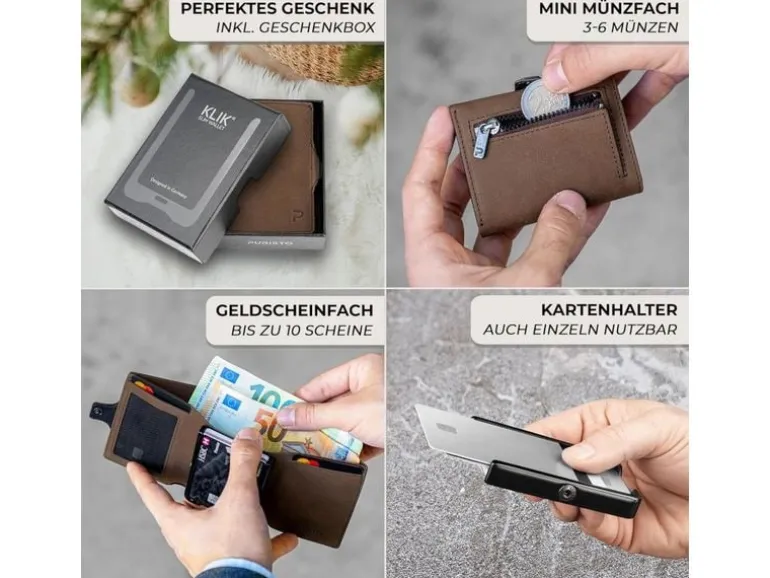 Puristo KLIK ZIP Slim Wallet mit Münzfach, Vintage