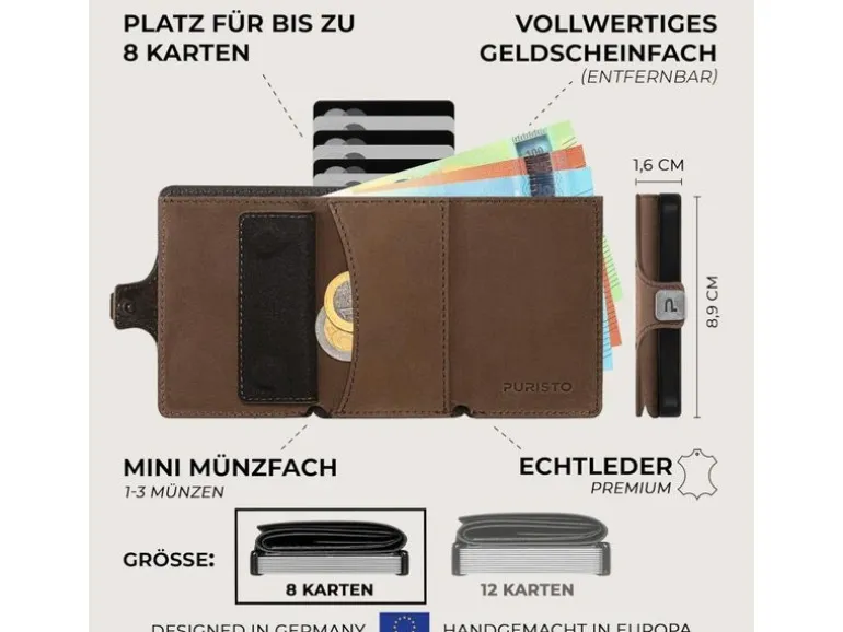 Puristo Vintage 7s Magnet Slim Leder Braun