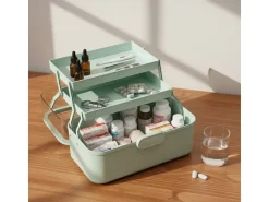 relaxdays Aufklappbare Medizinbox aus Kunststoff Grün