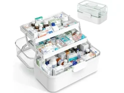 relaxdays Aufklappbare Medizinbox aus Kunststoff Weiss