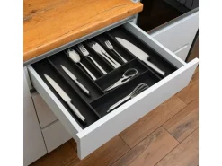 relaxdays Besteckkasten ausziehbar Schwarz