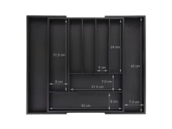 relaxdays Besteckkasten ausziehbar Schwarz