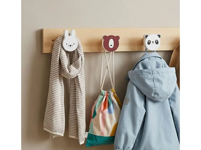 relaxdays Kindergarderobe x , Weiss/Braun/Mehrfarbig