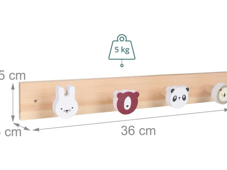 relaxdays Kindergarderobe x , Weiss/Braun/Mehrfarbig