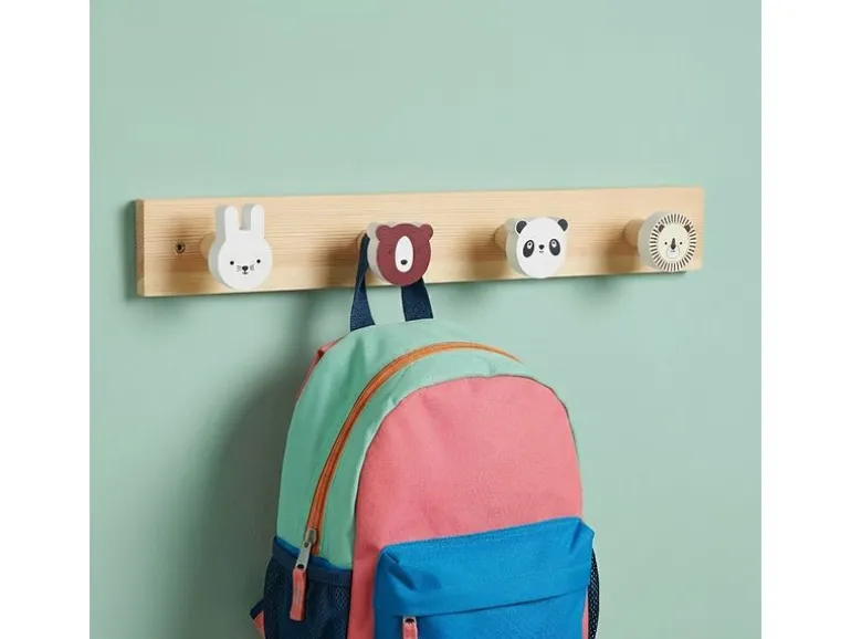 relaxdays Kindergarderobe x , Weiss/Braun/Mehrfarbig