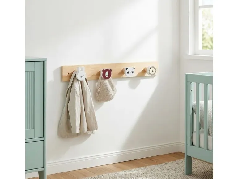 relaxdays Kindergarderobe x , Weiss/Braun/Mehrfarbig