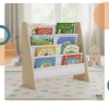 relaxdays Kinderregal Sperrholz Kiefer Polyester Weiss Hellbraun