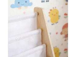relaxdays Kinderregal Sperrholz Kiefer Polyester Weiss Hellbraun