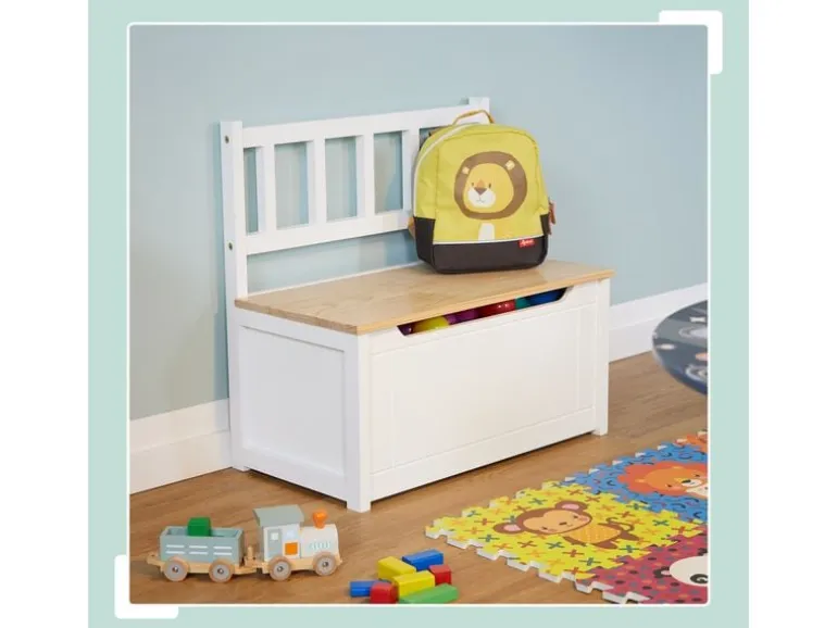 relaxdays Kindersitzbank Weiss; Hellbraun